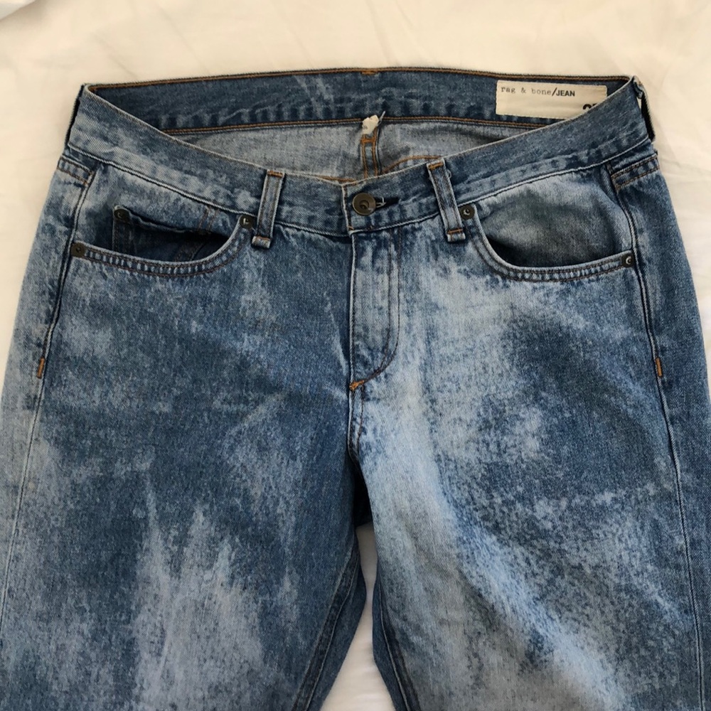 Rag and bone bleach detail straight leg jeans